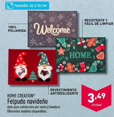 Oferta de Home Creation - Felpudo Navideno por 3,49€ en ALDI