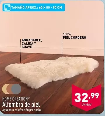 Oferta de Home Creation - Alfombra De Piel por 32,99€ en ALDI