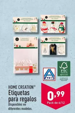 Oferta de Home Creation - Etiquetas Para Regalos por 0,99€ en ALDI