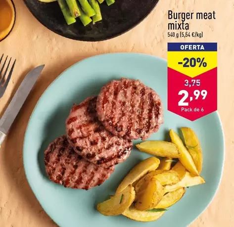 Oferta de Burger Meat Mixta  por 2,99€ en ALDI