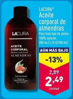 Oferta de Lacura - Aceite Corporal De Almendras por 2,49€ en ALDI