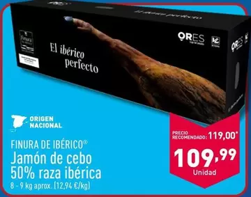 Oferta de Finura De Ibérico - Jamon De Cebo 50% Raza Iberica por 109,99€ en ALDI