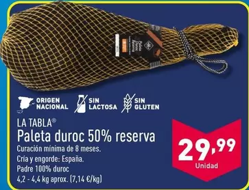 Oferta de La Tabla - Paleta Duroc 50% Reserva por 29,99€ en ALDI