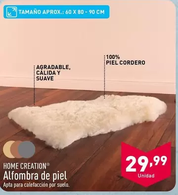 Oferta de Home Creation - Alfombra De Piel por 29,99€ en ALDI