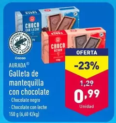 Oferta de Aurada - Galleta De Mantequilla Con Chocolate por 0,99€ en ALDI