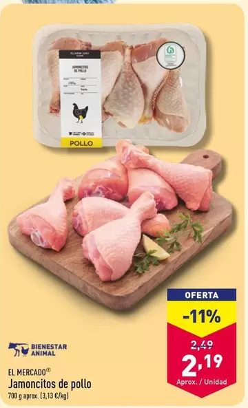 Oferta de El Mercado - Jamoncitos De Pollo por 2,19€ en ALDI