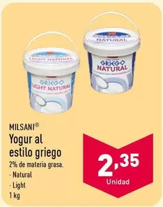 Oferta de Milsani - Yogur Al Estilo Griego por 2,35€ en ALDI