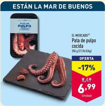 Oferta de El Mercado - Pata De Pulpo Cocida por 6,99€ en ALDI