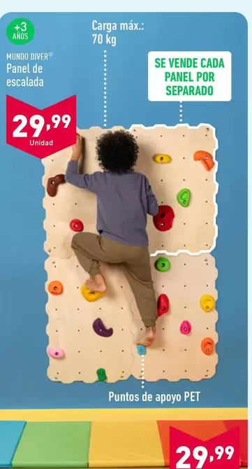 Oferta de Mundo Diver - Panel De Escalada por 29,99€ en ALDI