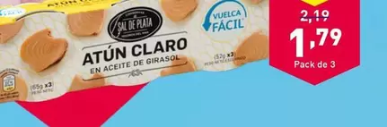 Oferta de Sal de Plata - Atun Claro En Aceite De Girasol por 1,79€ en ALDI