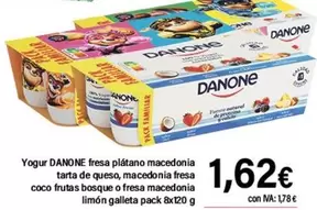 Oferta de Danone - Yogur Fresa Platano Macedonia Tarta De Queso, Macedonia Fresa por 1,62€ en Cash Ifa