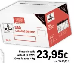 Oferta de El Pavo - Placas Lasaña Instant por 23,95€ en Cash Ifa