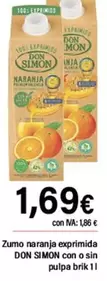 Oferta de Don Simón - Zumo Naranja Exprimida  por 1,69€ en Cash Ifa