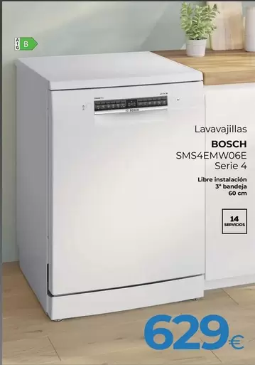 Oferta de Bosch - Lavavajillas SMS4EEMW006E por 629€ en Tien 21