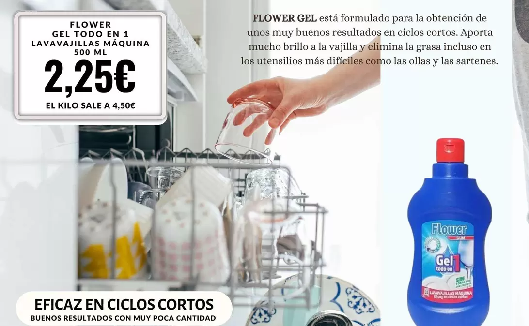 Oferta de Flower - Gel Todo En 1 Lavavajillas Maquina por 2,25€ en Sangüi