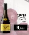 Oferta de Torres - Brandy 10 Anys por 9,99€ en Plusfresc