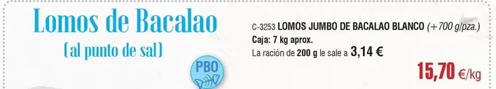 Oferta de Jumbo - Lomos De Bacalao por 15,7€ en Abordo