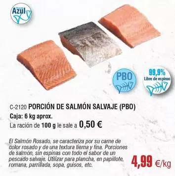 Oferta de Salvaje - Porción De Salmón  (PBO) por 4,99€ en Abordo