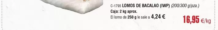 Oferta de Lomos De Bacalao por 16,95€ en Abordo