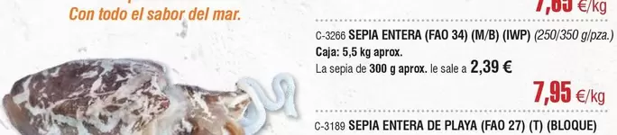 Oferta de El Sabor - Sepia Entera por 7,95€ en Abordo