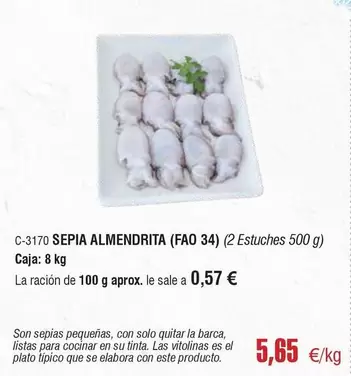 Oferta de Sepia Almendrita por 5,65€ en Abordo