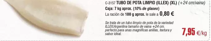 Oferta de Ideal - Tubo De Pota (illex) por 7,95€ en Abordo