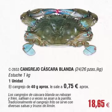 Oferta de Cangrejo Cascara Blanda por 18,65€ en Abordo