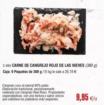 Oferta de Las Nieves - Carne De Cangrejo Rojo De por 9,95€ en Abordo