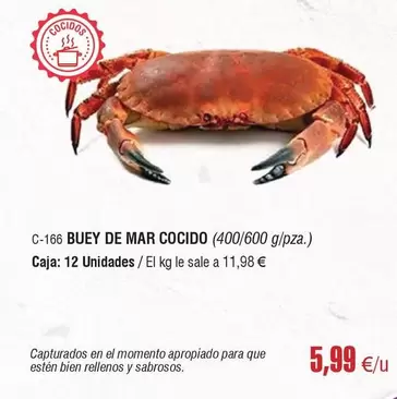 Oferta de Buey De Mar Cocido por 5,99€ en Abordo