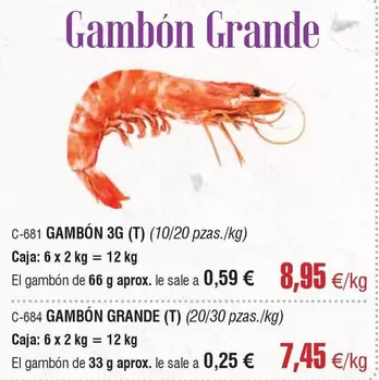 Oferta de Gambon Grande por 8,95€ en Abordo