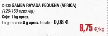 Oferta de Gamba Rayada Pequeña por 9,75€ en Abordo