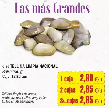 Oferta de C-86 Tellina Limpia Nacional por 2,99€ en Abordo