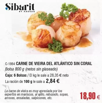 Oferta de Abordo - Carne De Vieira Del Atlantico Sin Coral por 18,9€ en Abordo