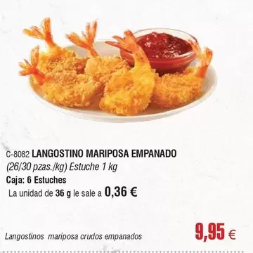 Oferta de Langostino Mariposa Empanado por 9,95€ en Abordo