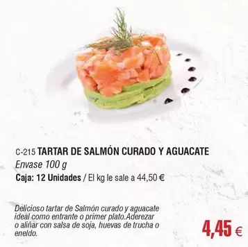 Oferta de Ideal - Tartar De Salmón Curado Y Aguacate por 4,45€ en Abordo