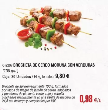 Oferta de Brocheta De Cerdo Moruna Con Verduras por 0,98€ en Abordo