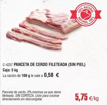 Oferta de Panceta De Cerdo Fileteada por 5,75€ en Abordo