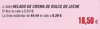 Oferta de Helado De Crema De Dulce De Leche por 16,5€ en Abordo