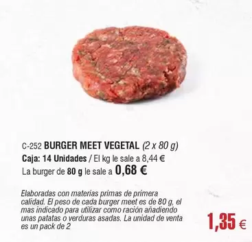 Oferta de Mas - Burger Meet Vegetal por 1,35€ en Abordo