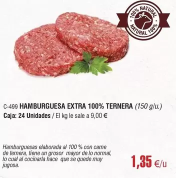 Oferta de Hamburguesa Extra 100% Ternera por 1,35€ en Abordo