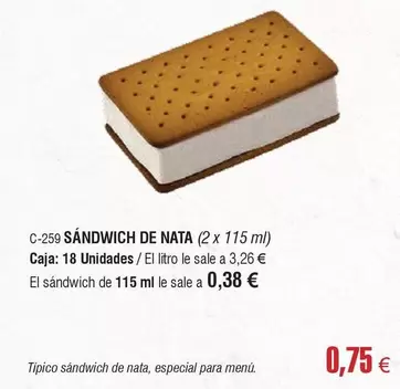 Oferta de Sandwich De Nata por 0,75€ en Abordo