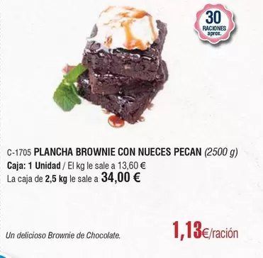 Oferta de Plancha Brownie Con Nueces por 1,13€ en Abordo