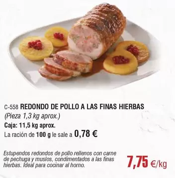 Oferta de Redondo -  De Pollo A Las Finas Hierbas por 7,75€ en Abordo