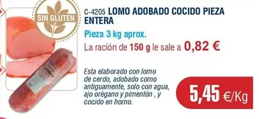 Oferta de Lomo Adobado Cocido Pieza Entera por 5,45€ en Abordo