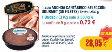 Oferta de Gourmet - Anchoa Cantabrico Seleccion por 28,95€ en Abordo