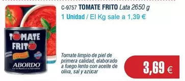 Oferta de Abordo - Tomate Frito por 3,69€ en Abordo