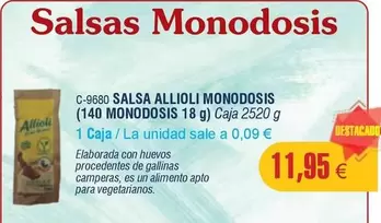 Oferta de Abordo - Salsa Allioli Monodosis por 11,95€ en Abordo