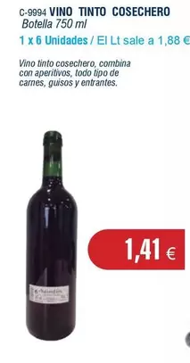 Oferta de Cosechero - Vino Tinto por 1,41€ en Abordo