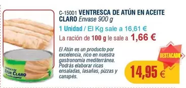 Oferta de Claro - Ventresca De Atun En Aceite por 14,95€ en Abordo