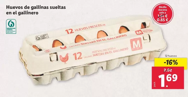 Oferta de Huevos De Gallinas Sueltas En El Gallinero por 1,69€ en Lidl